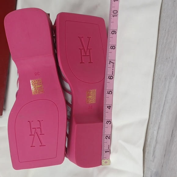 COPY - Vivienne Hu VHNY Leather Cage Sandals Fuchsia NIB - Picture 7 of 15